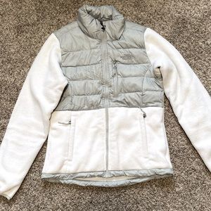 North Face Womens 550 Down Denali Fleece Jacket Full Zip White Size XS